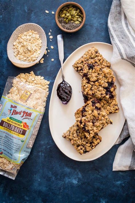 Oatmeal Breakfast Bars With Almond Butter And Jam Girl In The Little