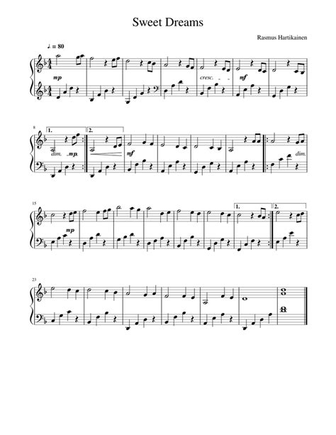 Sweet Dreams Sheet Music For Piano Solo Download And Print In Pdf Or Midi Free Sheet Music