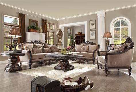 Hd 93630 Homey Design Living Room Set Victorian Style Metallic Antique