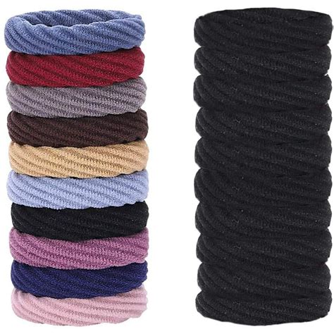 20 Pieces Cotton Hair Ties Seamless Elastic Hair Bands Thick Ponytail