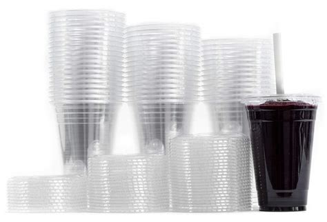 Buy Large Clear Plastic Disposable Cups With Lids Straws Count