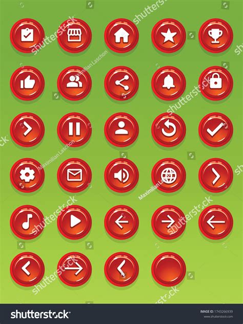 Set Mobile Game Buttons Icons Graphical Stock Vector Royalty Free