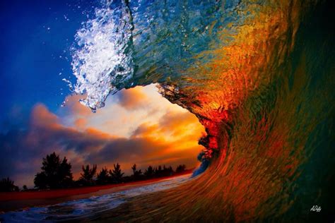 Wow Beautiful Colors Hawaiian Sunset Waves Photos Coastal Landscape