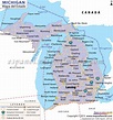 El Mapa del Estado de Michigan - Estados Unidos de America