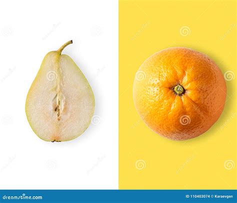 Creative Layout Made Of Pear And Orange Stock Photo Image Of Natural