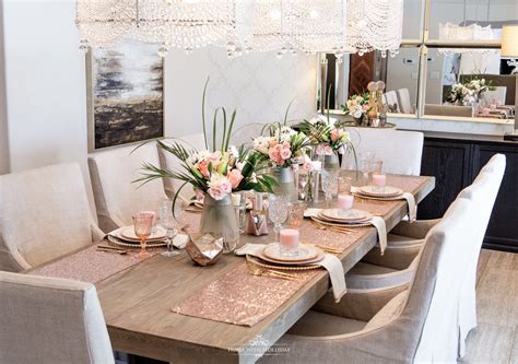 blush pink and gold table setting home with holliday