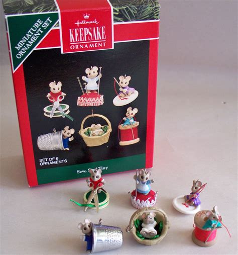 Sew Sew Tiny Hallmark Keepsake Miniature Ornament Set 1992