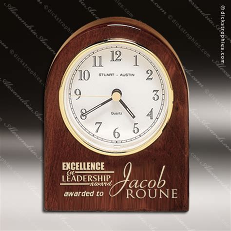 Engraved Rosewood Finish Desk Clocks