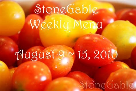 Menu Plan August 9 ~ 15 Stonegable