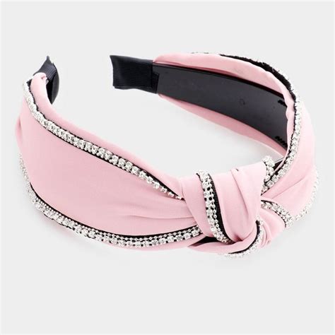 Stylish Pink Rhinestone Trim Knot Headband In 2021 Trendy Headbands