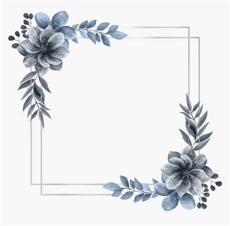 Wreath Square Flower Floral Frame Silver Glitter Silver