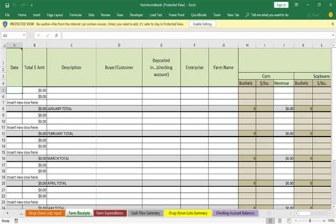 Farm Record Keeping Excel Template