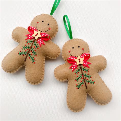 Embroidered Felt Gingerbread Man Christmas Decoration Рождественские