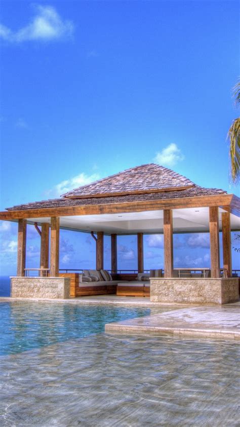 Resort Summer Pool Palm Trees Sea Tropical Blue Sky 750x1334
