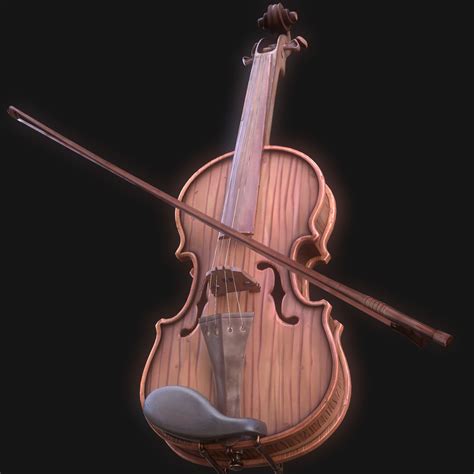 modelo 3d de violín de madera estilizada