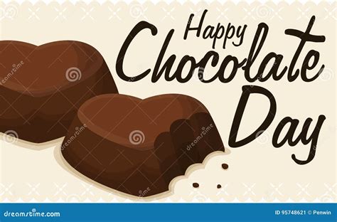 Delicious Cocoa Candies With Heart Shape For Chocolate Day Vector