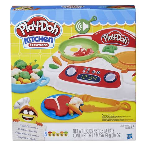 Play Doh Kitchen Creations Sizzlin Stovetop Food Set With 5 Cans Of