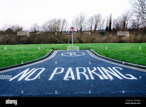 No Parking Sign And Road Marking Stock Photo Alamy