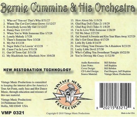 Bernie Cummins And His Orchestra Original 20s 30s Hot Dance Music Neverdiemedia