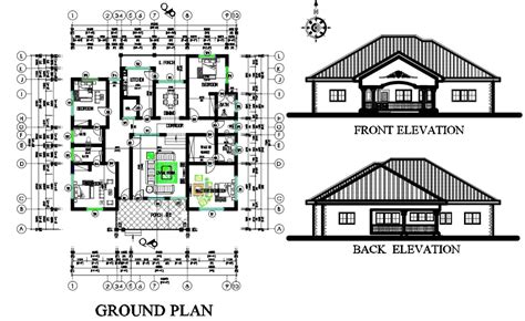 Architecture House Plan And Elevation Complete Drawing Cadbull The