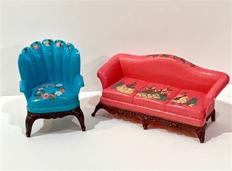 1940s Renwal Dollhouse Furniture Stenciled Sofa W Chair Etsy In 2021