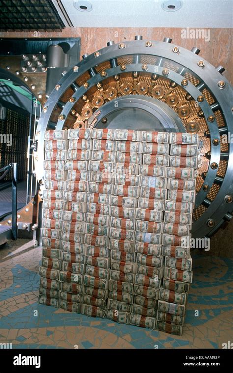 Money Stacked By Bank Vault 432 000 1 Bills Stock Photo Alamy