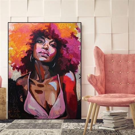 Watercolor Portrait Of A Beautiful Afro Woman On Canvas Canvas Wall Art Canvas Painting Canvas