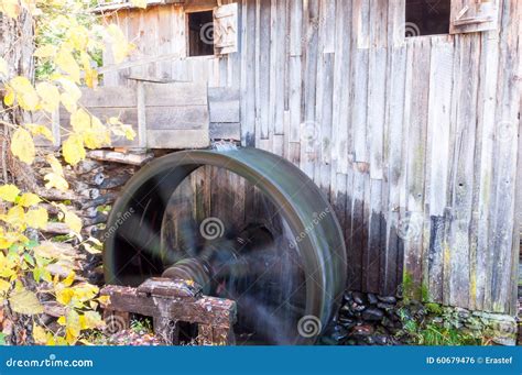 Water Wheel In Motion At Vintage Grist Mill Stock Photo Image Of