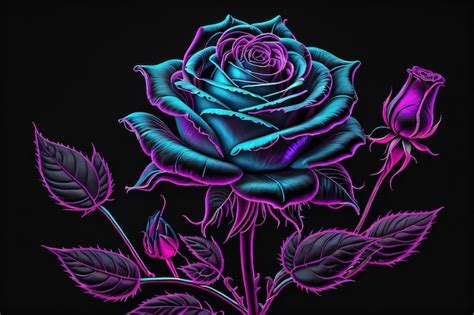 Premium Ai Image A Beautiful Neon Rose Flower