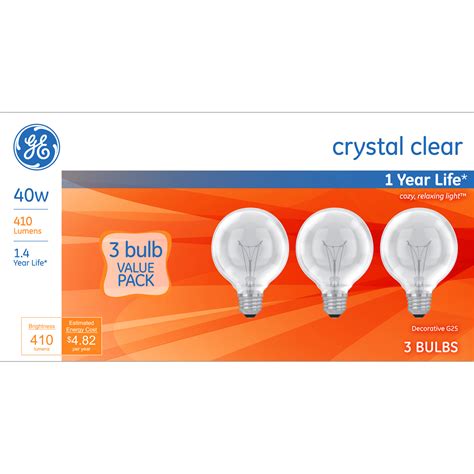 Ge 40w G25 Globe Crystal Clear Bulbs 3 Pk Light Bulbs Meijer Grocery