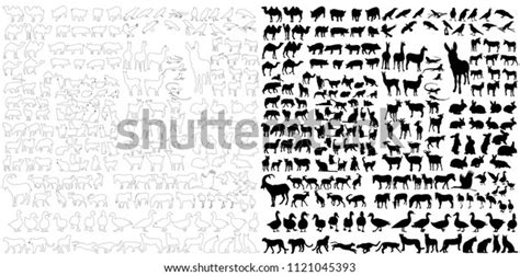 Silhouette Wild Domestic Animals Set Stock Vector Royalty Free