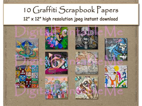Graffiti Digital Paper Print 12 X 12 Texture Scrapbook Paper Pages