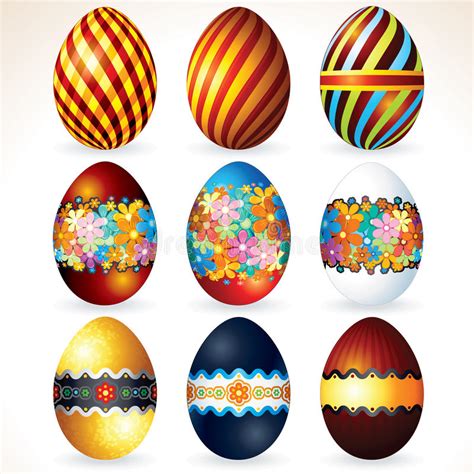 Various Painted Easter Eggs Decorative Icons Stock Vector
