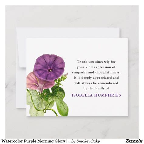 Watercolor Purple Morning Glory Thank You In 2020