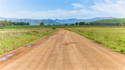 Dirt Road Mountains Summer Landscape Stock Photo Image Of Drakensberg