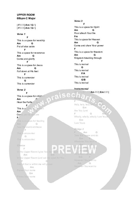 Upper Room Live Chords PDF Equippers Church PraiseCharts