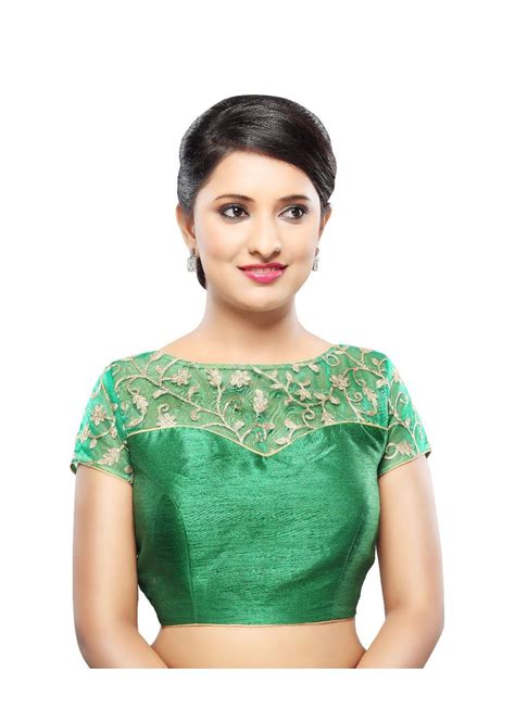 We will make blouse on order as your required color, so brocade design, laces color and lace design could be change for match with cloth color and availability. Designer Green Net Back Open Ready-made Saree Blouse Choli ...