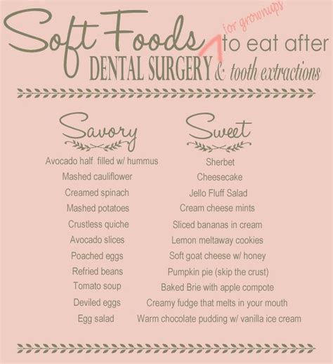The time frame for what you can eat will vary depending on the procedure. Soft Foods to Eat After Dental Surgery & Tooth Extraction ...