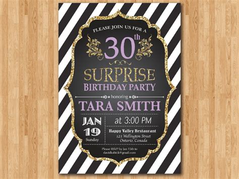 30th Birthday Invitation Surprise Birthday Gold Glitter Etsy