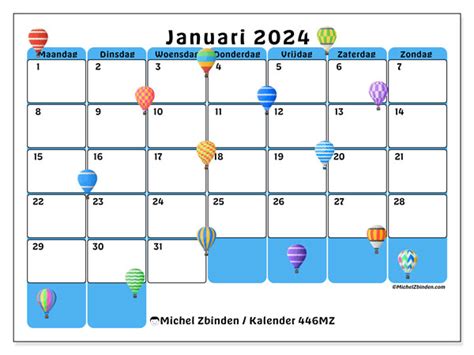 Kalenders Januari 2024 Michel Zbinden Nl