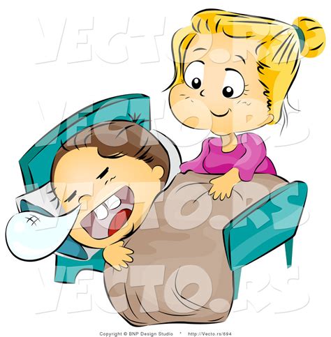 Vector Of A Sister Caring For Her Sick Brother Laying In Bed With Snot