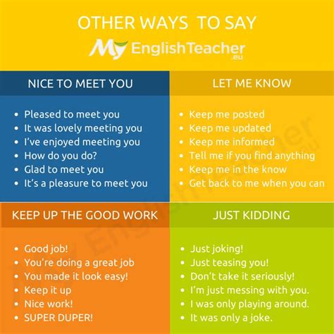 Other Ways To Say Nice To Meet You 🤗🤩😍 Myenglishteachereu Blog