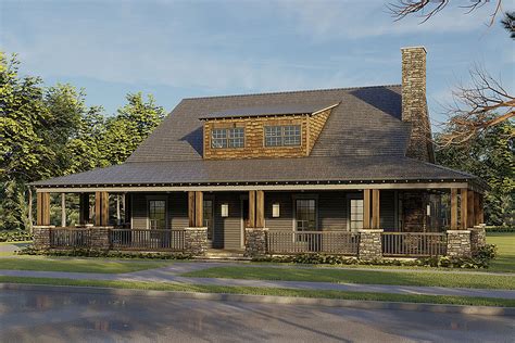 Rustic 2 Bed Country Home Plan With Wrap Around Front Porch And Bonus