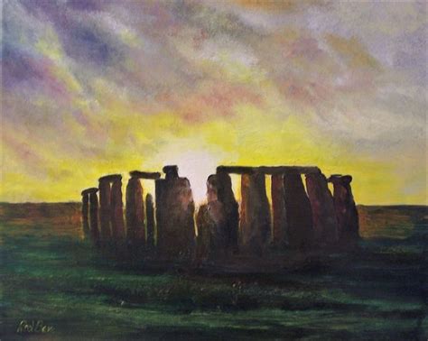 Buy Sunrise Over Stonehenge Oil Painting By Rod Bere On Artfinder