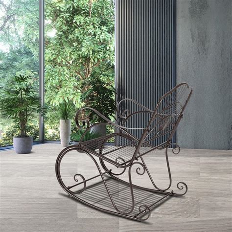 2x outdoor wrought iron chairs in very good condition. Outdoor Rocking Chair Black Wrought Iron Porch Patio ...