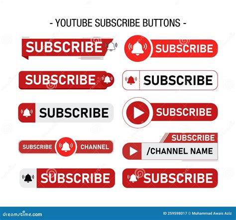 Youtube Channel Subscribe Button Template Design Stock Illustration
