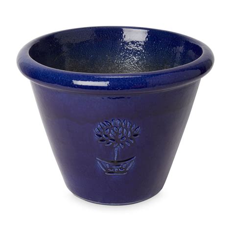 Tiwlip Dark Blue Ceramic Plant Pot Dia36cm Departments Diy At Bandq