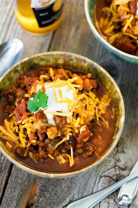 Chipotle Chili Con Carne With Hominy Keviniscooking Com Chili Con