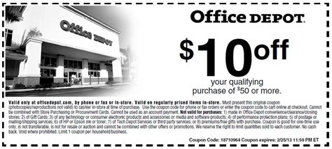 Office Depot 10 Off 50 Printable Coupon