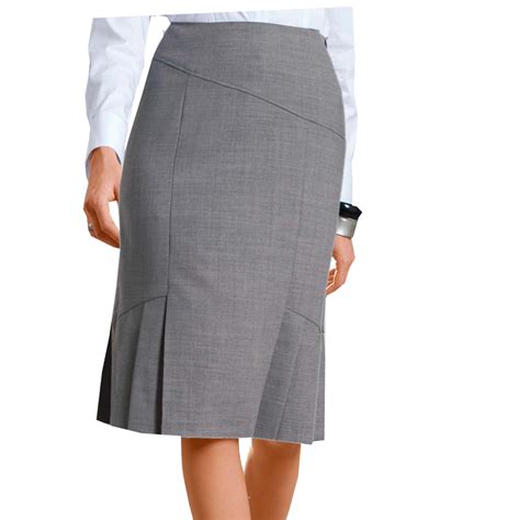 Grey Pencil Skirt With Side Knife Pleats And Panel Cuts Custom Fit